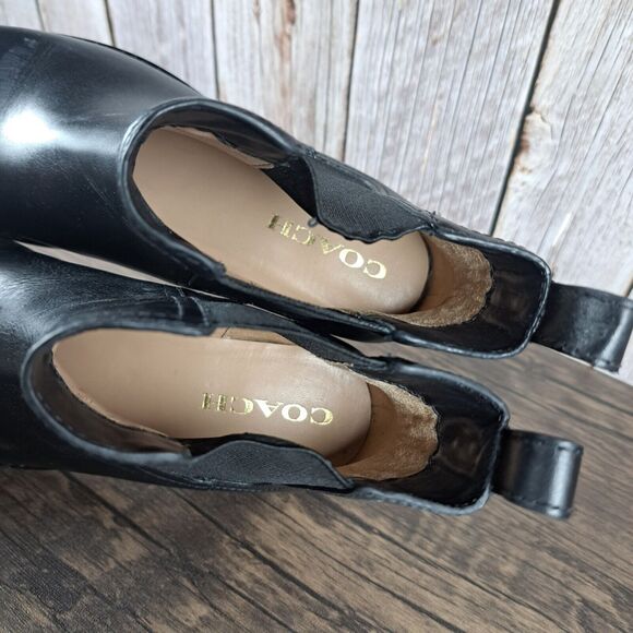 Coach Maeve CN143 Slip On Black Leather Bootie Women's Sz 7.5 B - Picture 6 of 9